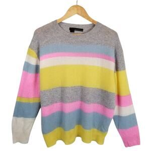 360 Cashmere Lucille Womens Crew Neck Pullover Striped Long Sleeve Sweater Large